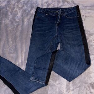 Topshop Dark Blue Skinny Jeans with Black Side Stripe